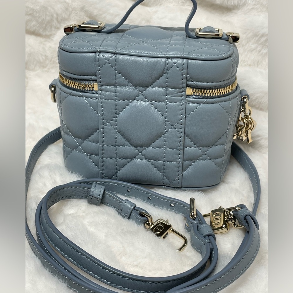 DIOR MINI VANITY WITH CROSSBODY STRAP SMALL IN SEA BLUE - Picture 8 of 16